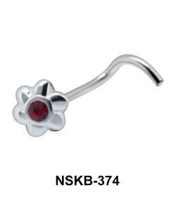 Stony Flower Silver Curved Nose Stud NSKB-374